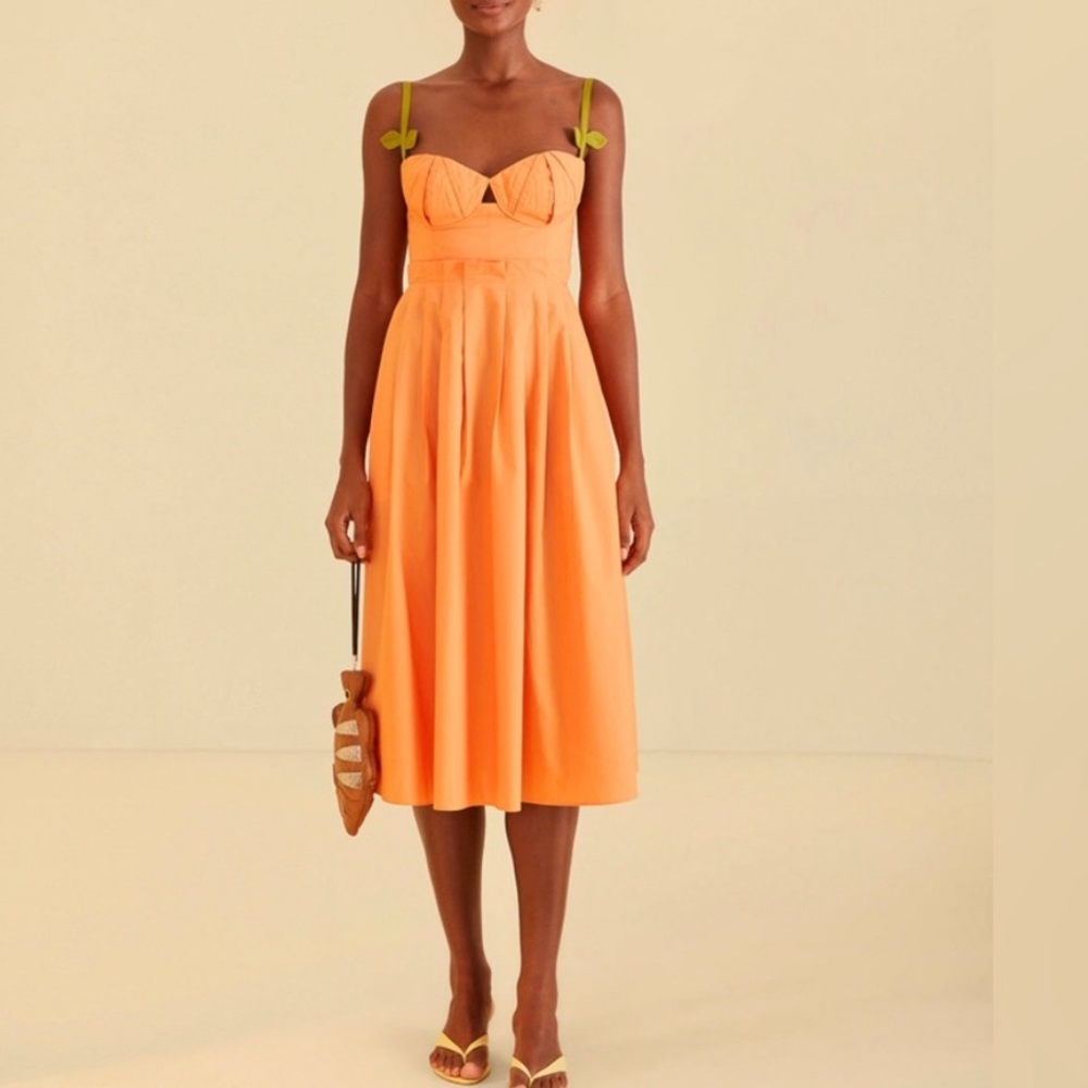 FARM Rio Bi-Color Orange Midi Dress